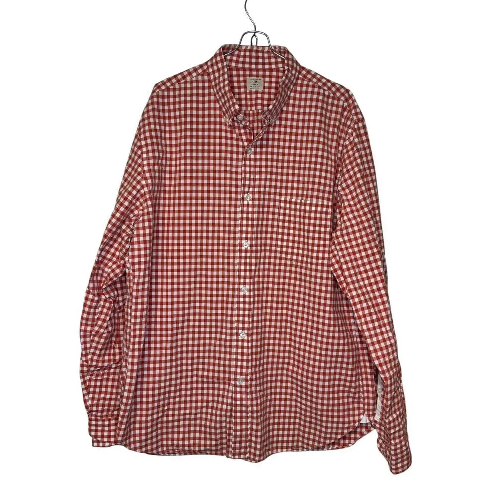 J.Crew Men Shirt 2-Ply Cotton Check Plaid Button Up Collared Long Sleeve‎ Large